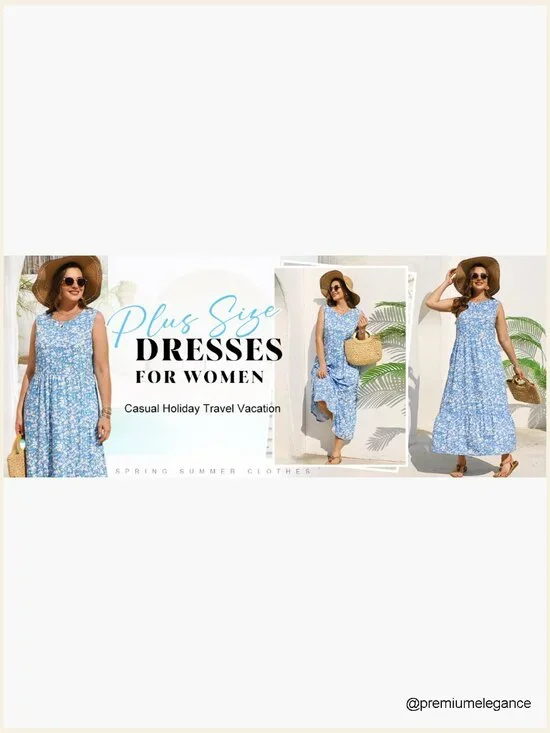 Sleeveless Maxi Dress with Pockets, A-Line Flowy Summer Casual - Picture 6 of 6